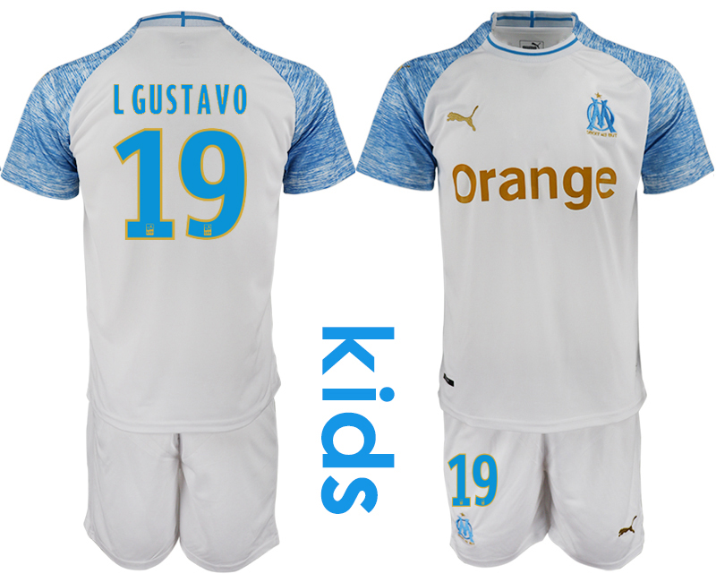 2018_2019 Club Olympique de Marseille home Youth #19 soccer jerseys